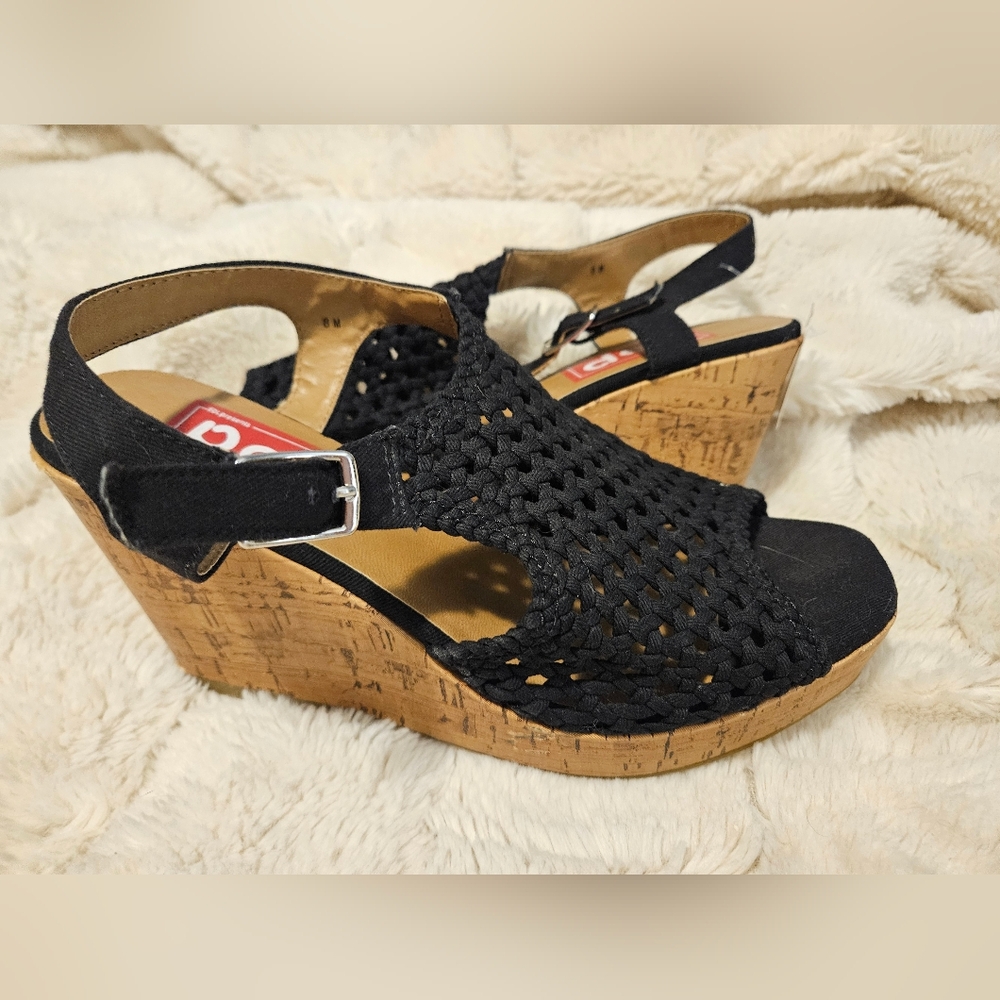 POPSUGAR Black Woven Cork Wedges